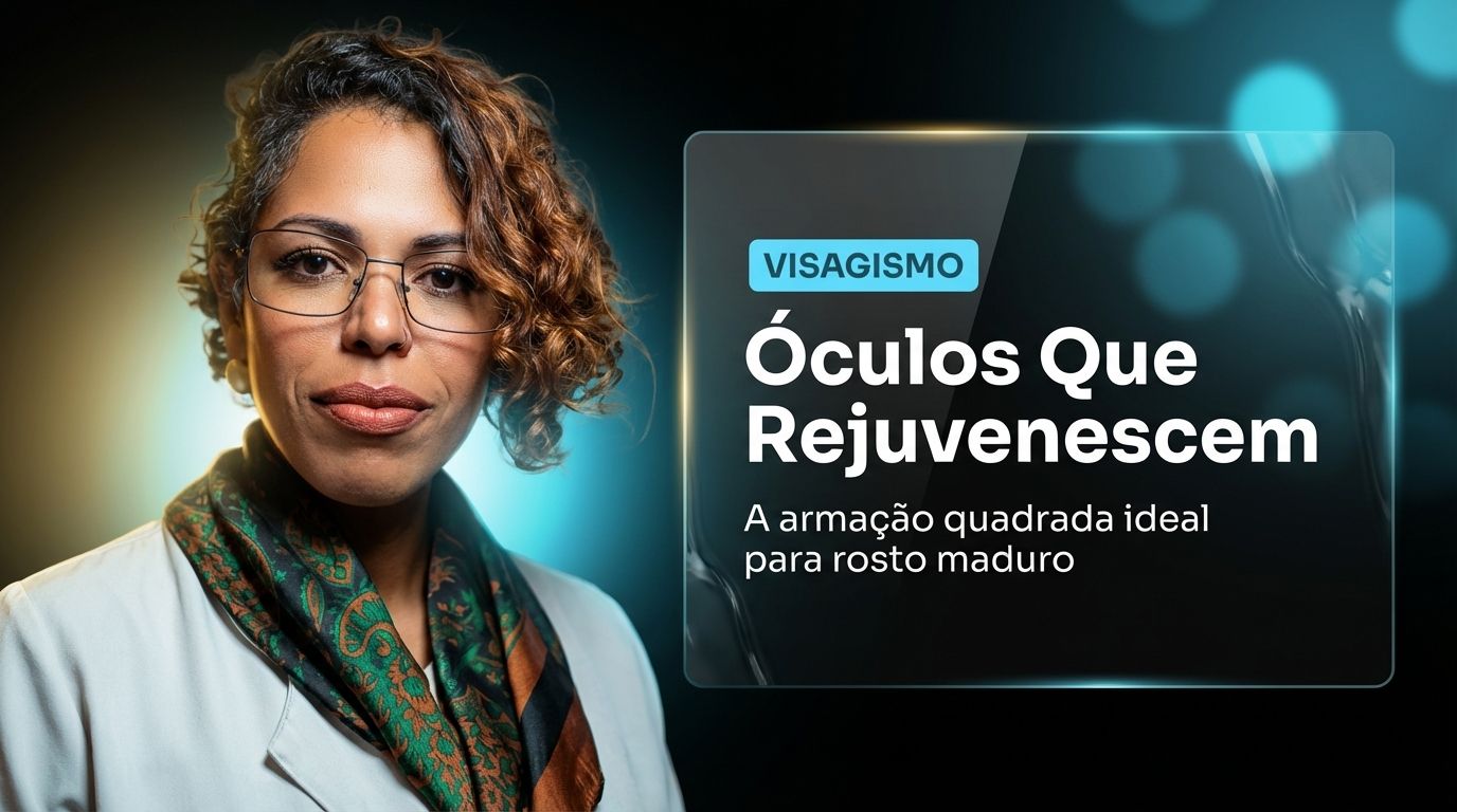 Óculos quadrado rejuvenesce rosto maduro